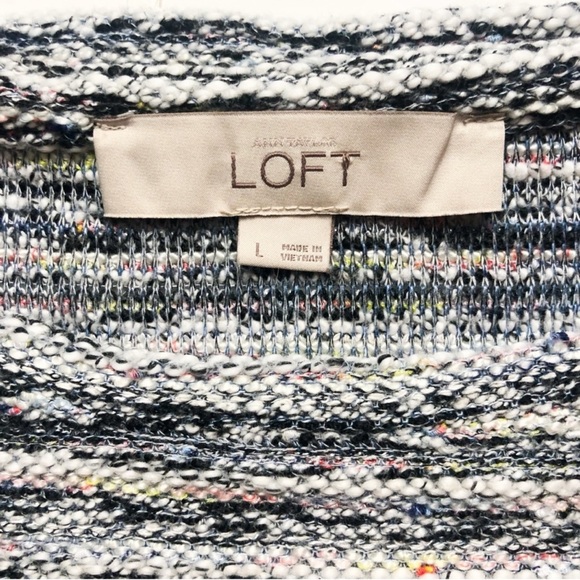LOFT Space Dye Neutral Multicolor Striped Knit Sweater - Picture 5 of 8